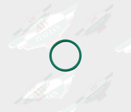 green circular rubber seal on white background