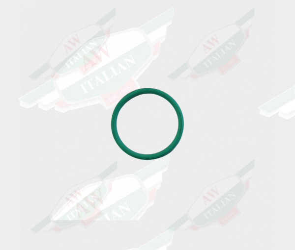green circular rubber seal on white background