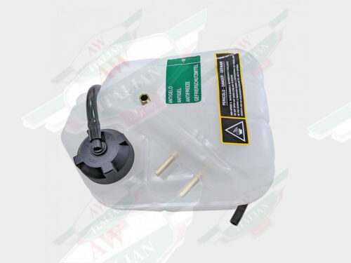 maserati 296547 coolant expansion tank reservoir white plastic black cap and hose green sticker
