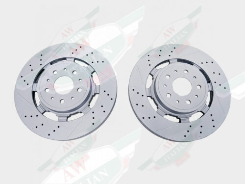maserati 257141 brake rotor pair grey coated drilled and slotted