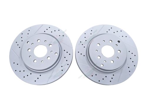 maserati 257142 brake rotor pair grey coated drilled and slotted