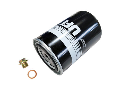 black ufi oil filter with drain plug and copper washer