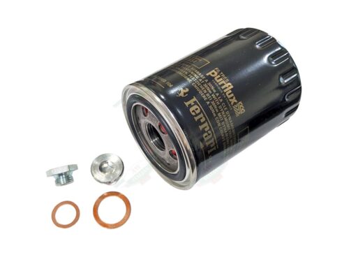 348OCSK ferrari black and gold purflux oil filter with drain plug and copper washer