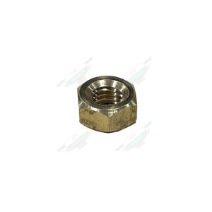 brass metal nut on white background