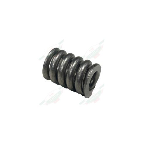grey metal spring laying horizontally on white background