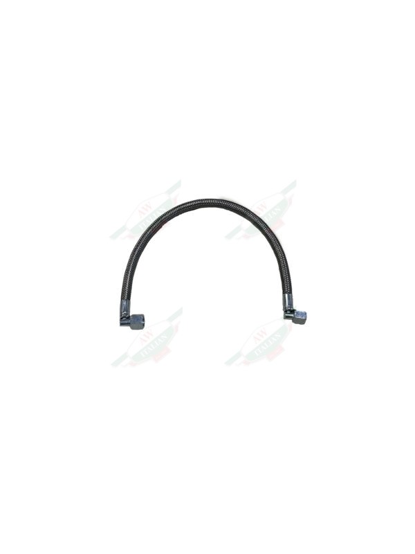 Silver stainless steel hose on white background