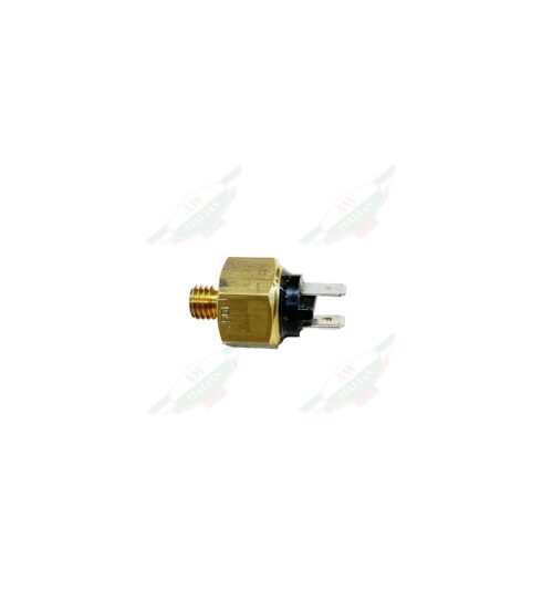 Gold metal plug with prongs on white background