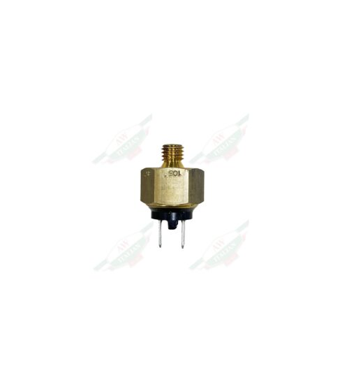 Gold metal plug with prongs on white background