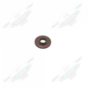 metal flat round washer with hole in the middle on white background