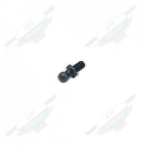Dark grey screw with rounded ball at the top on white background