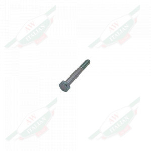 Silver metal threaded rod on white background