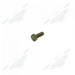 Small silver metal threaded bolt on white background
