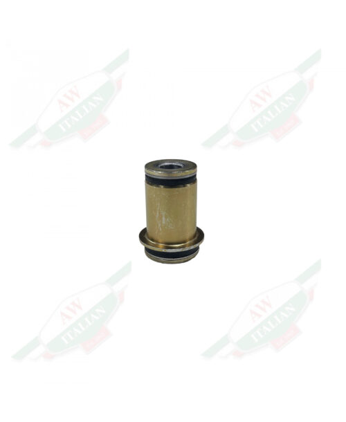 Gold Metal cylinder standing upright on white background