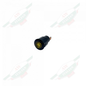 Black plastic cylinder with yellow transparent center on white background