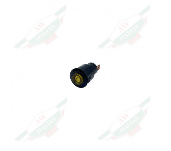 Black plastic cylinder with yellow transparent center on white background