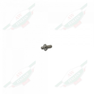 Silver metal threaded bolt with hexagon on one end on white background