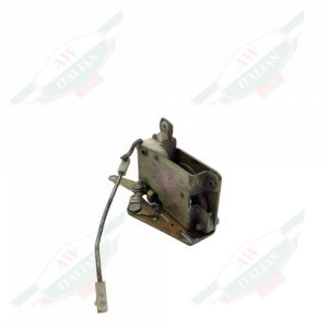 Gold metal square with lever on white background