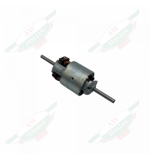 Grey metal cylinder with rod sticking out on each end on white background