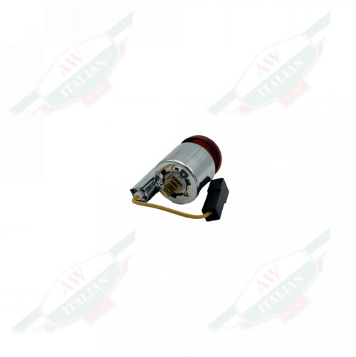 Black plastic cylinder wrapped in silver metal sleeve with yellow wire on the back on white background