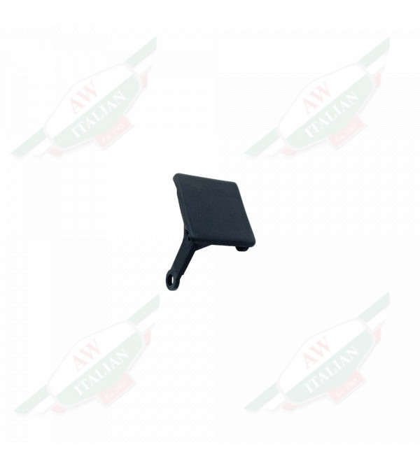 Black plastic pedal shaped object on white background