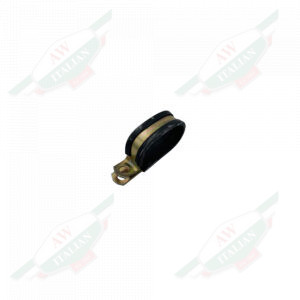 Gold metal with black plastic around it on white background