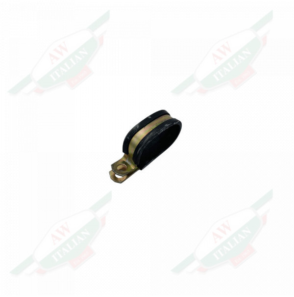 Gold metal with black plastic around it on white background