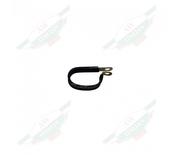 Gold metal with black plastic around it on white background