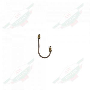 Backwards J shaped gold object on white background