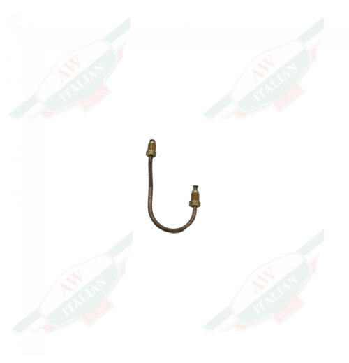 Backwards J shaped gold object on white background