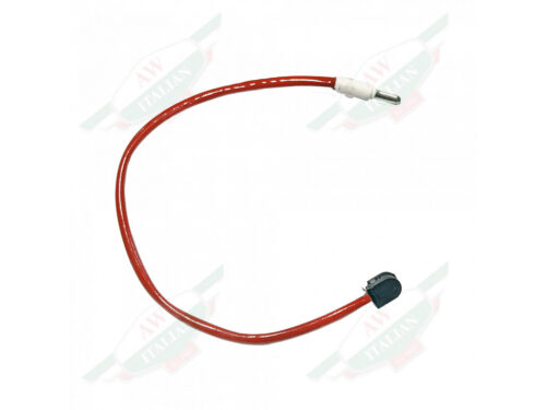 Wire with red rubber coating on white background