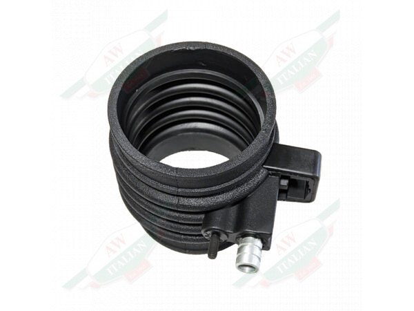 Black hollow cylinder with bolt on the side on white background