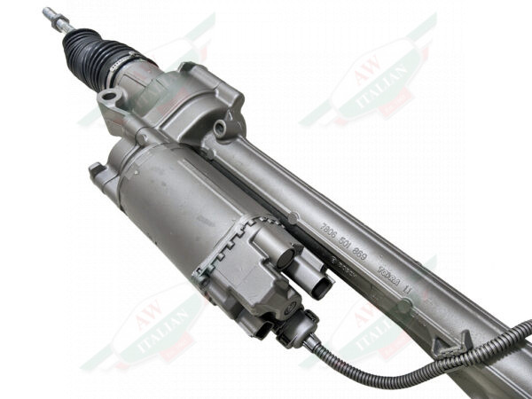 maserati 670106621 steering rack metal with black boots and electric motor