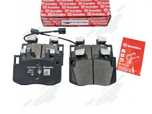maserati 673011099 brake pads black with wire and red brembo box