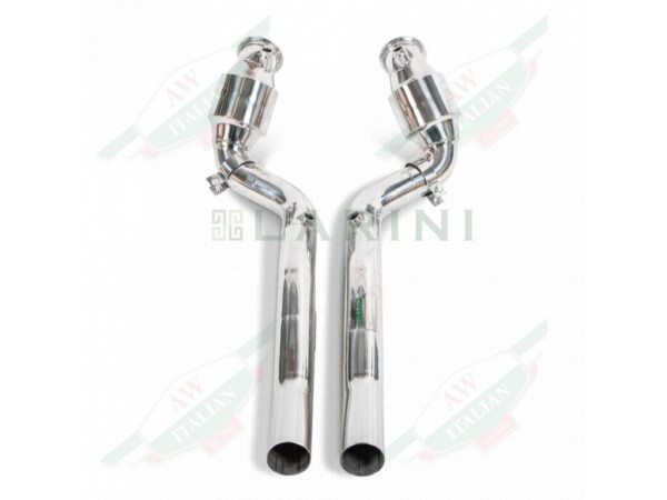 ferrari LA8001SCAT 1 polished exhaust pipes catalytic converters