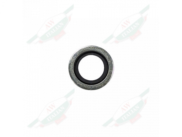 silver and black circle drain plug washer