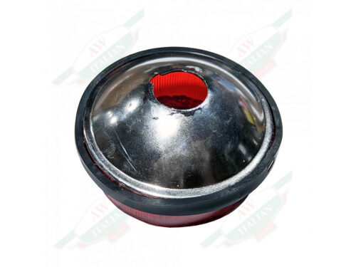 round red tail light lens with black rubber seal