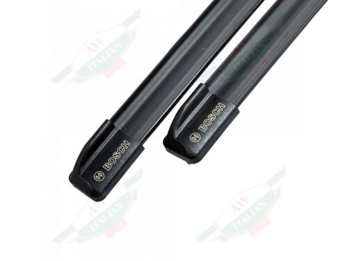 two wiper blades black curved plastic