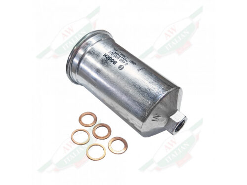 silver metal fuel filter with 5 copper washers