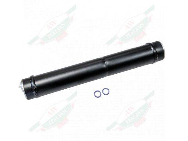 black metal cylinder with two purple o-rings