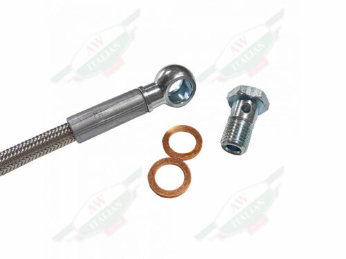 stainless braided hose with banjo fitting bolt and 2 copper washers