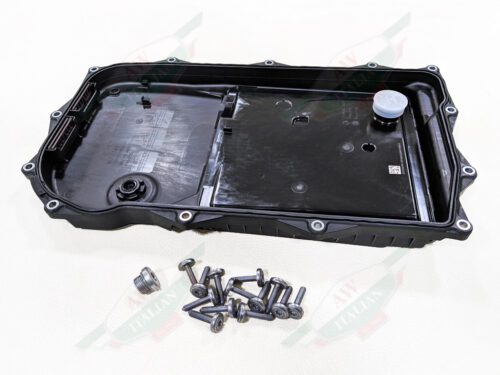 black plastic pan with bolts