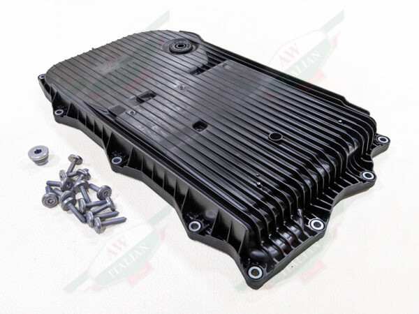 black plastic pan with bolts