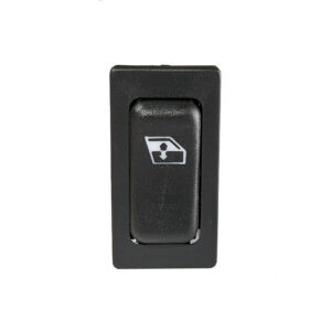 black rectangle window switch with white logo