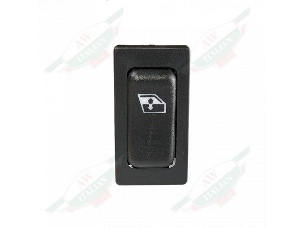 black rectangle window switch with white logo