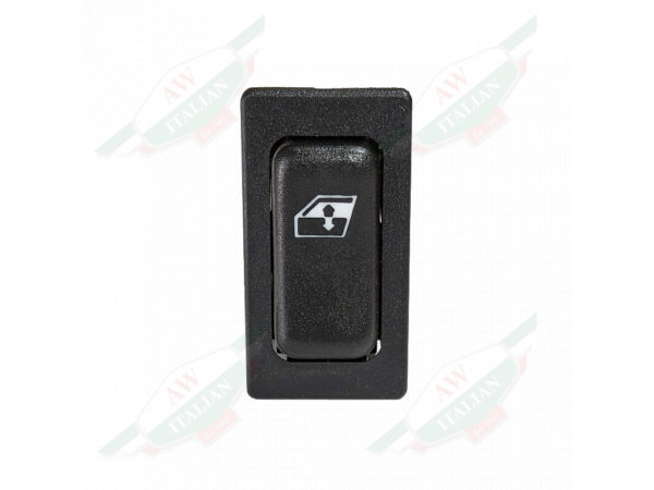 black rectangle window switch with white logo