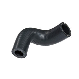 black curved hose on white background