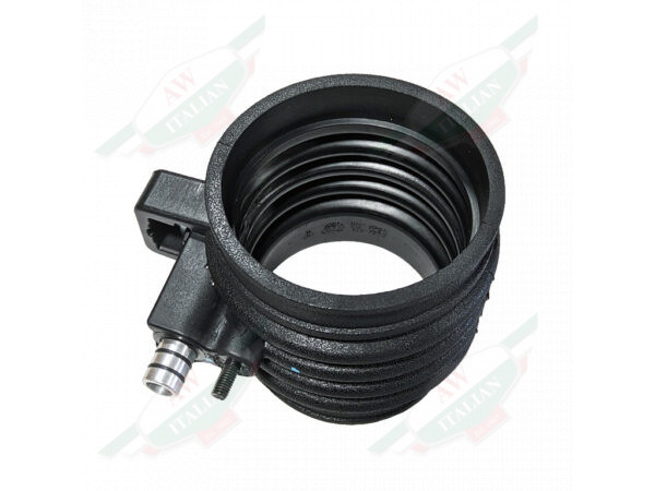 Black hollow cylinder with bolt on the side on white background