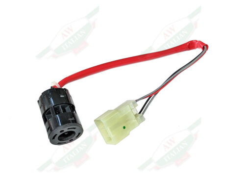 red wire with black cylinder and white connector