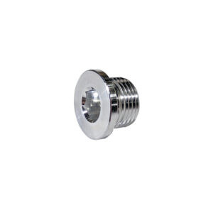 silver metal threaded plug with hex