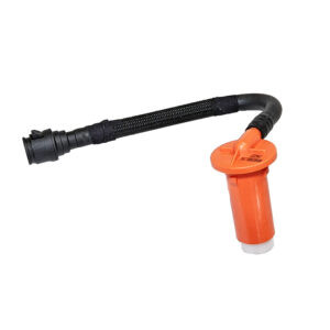 orange plastic cylinder with black hose attached